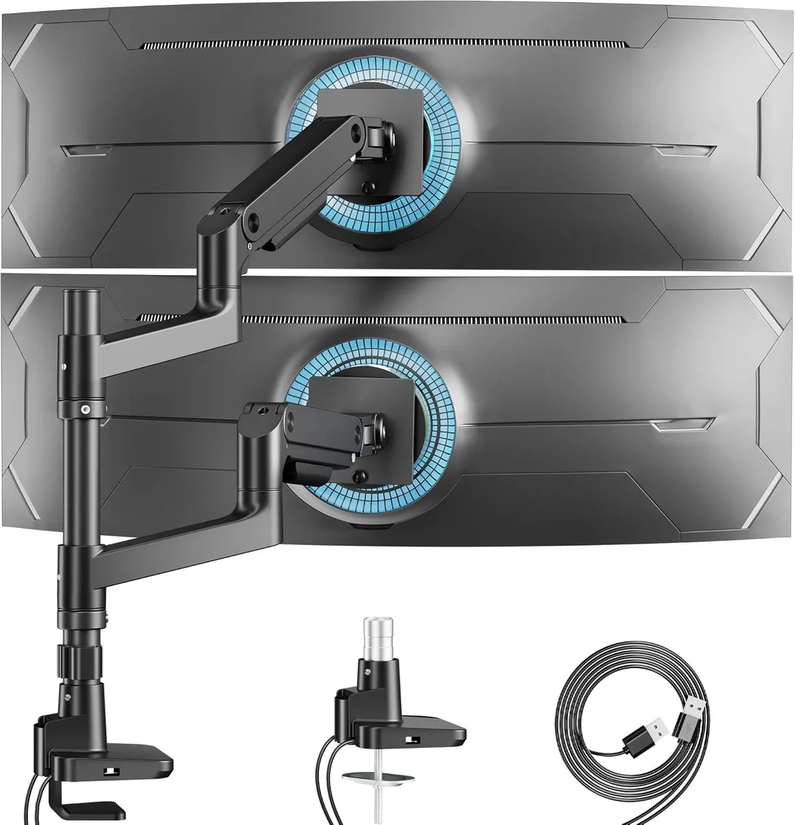 BFKK BFKK Dual Monitor Arm 17-49" 44 lbs Gas Spring USB Black — product photo
