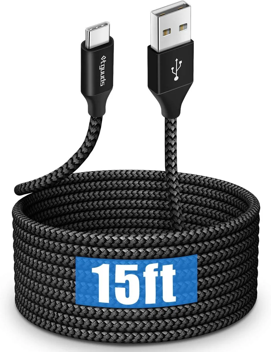 Kootion Kootion USB-A to USB-C Cable 15ft Nylon Braided 3A 480Mbps — product photo