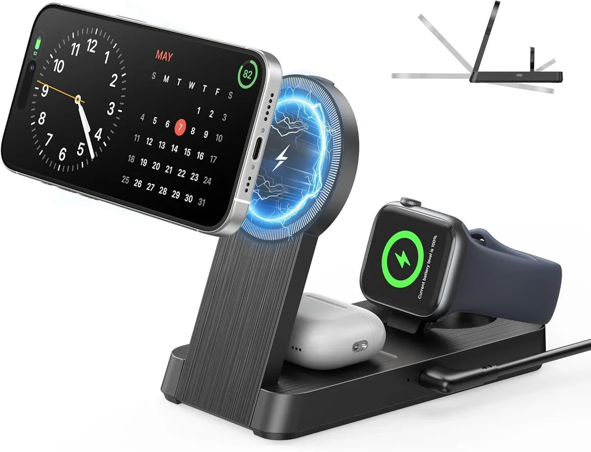 Luisport Luisport 3-in-1 Magnetic Wireless Charger Foldable 5.12x2.64in 5.28oz — product photo