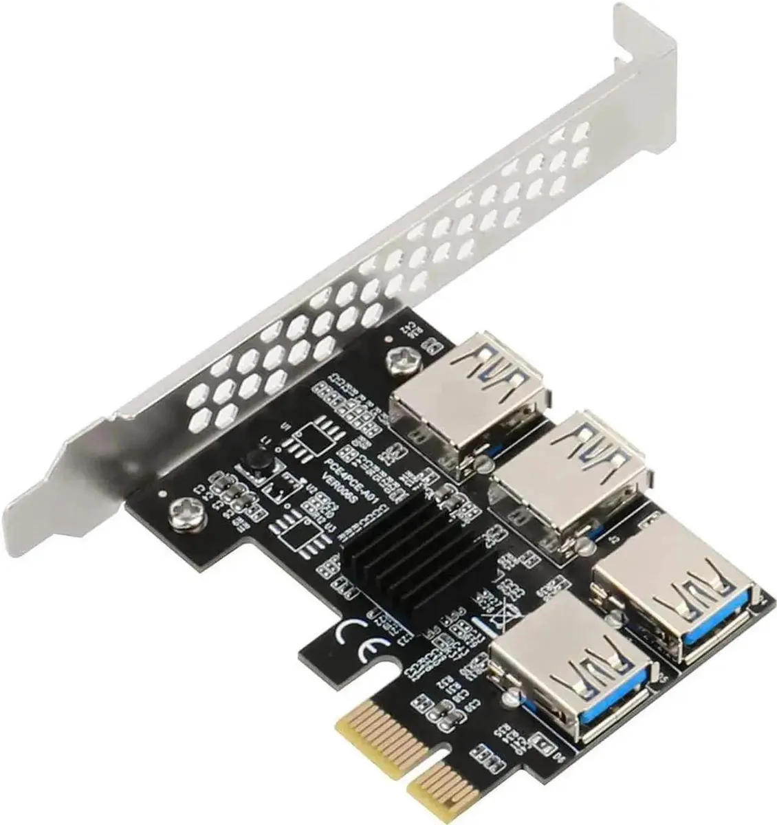 Vszerda Vszerda PCI-E 1x to 16x Riser Card 1 to 4 Slot USB 3.0 60cm expansion card — product photo