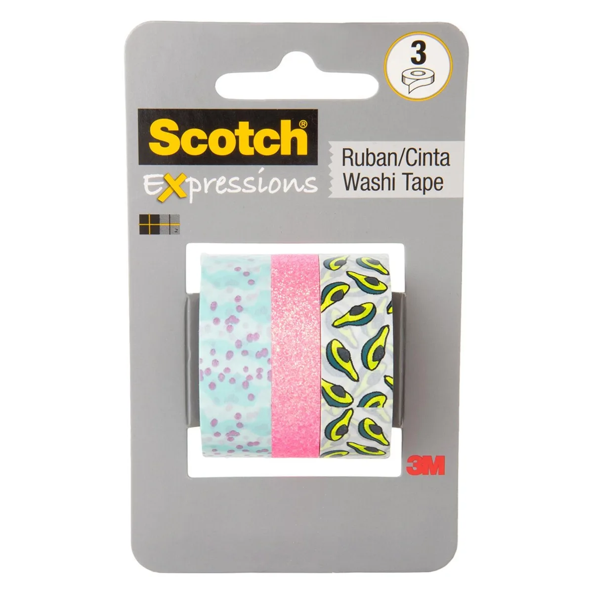 Three rolls of decorative paper washi tape in assorted patterns, style 32