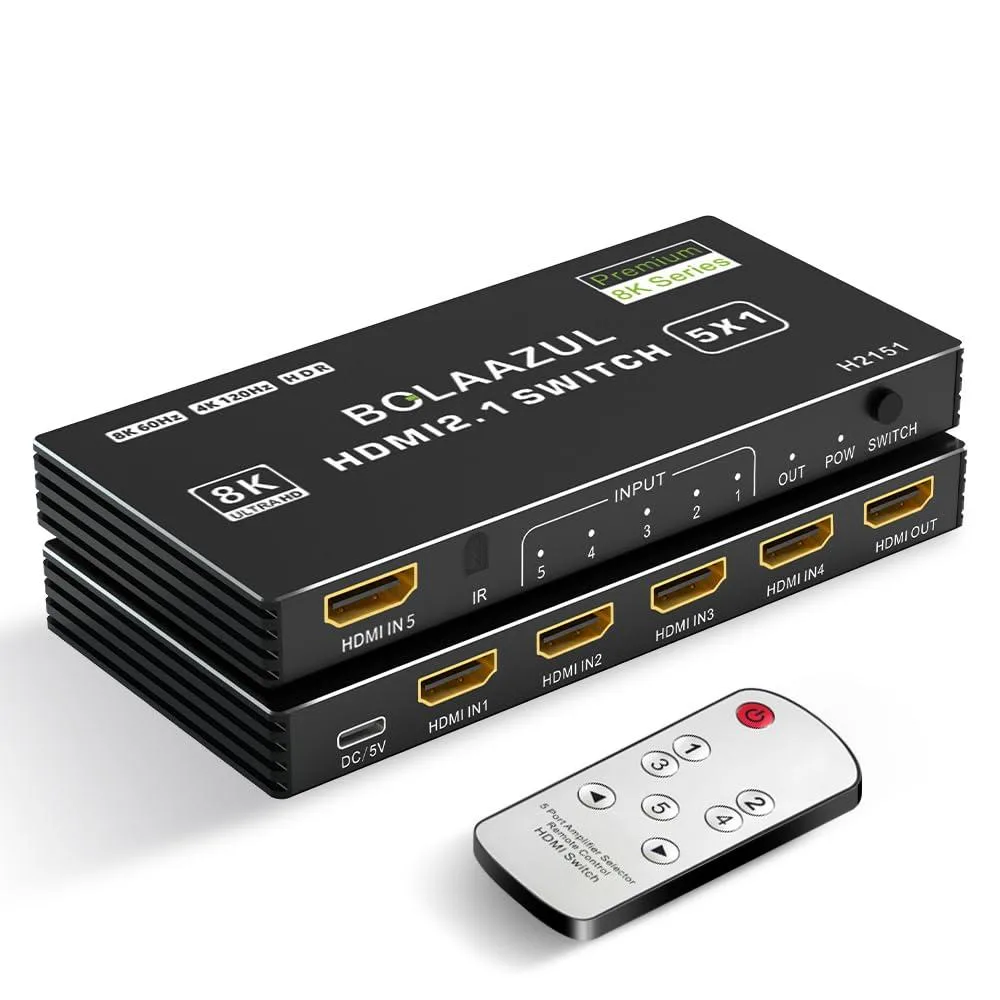 BUCIER BUCIER H2151 5×1 HDMI 2.1 video switch 4K 120Hz 8K 60Hz — product photo