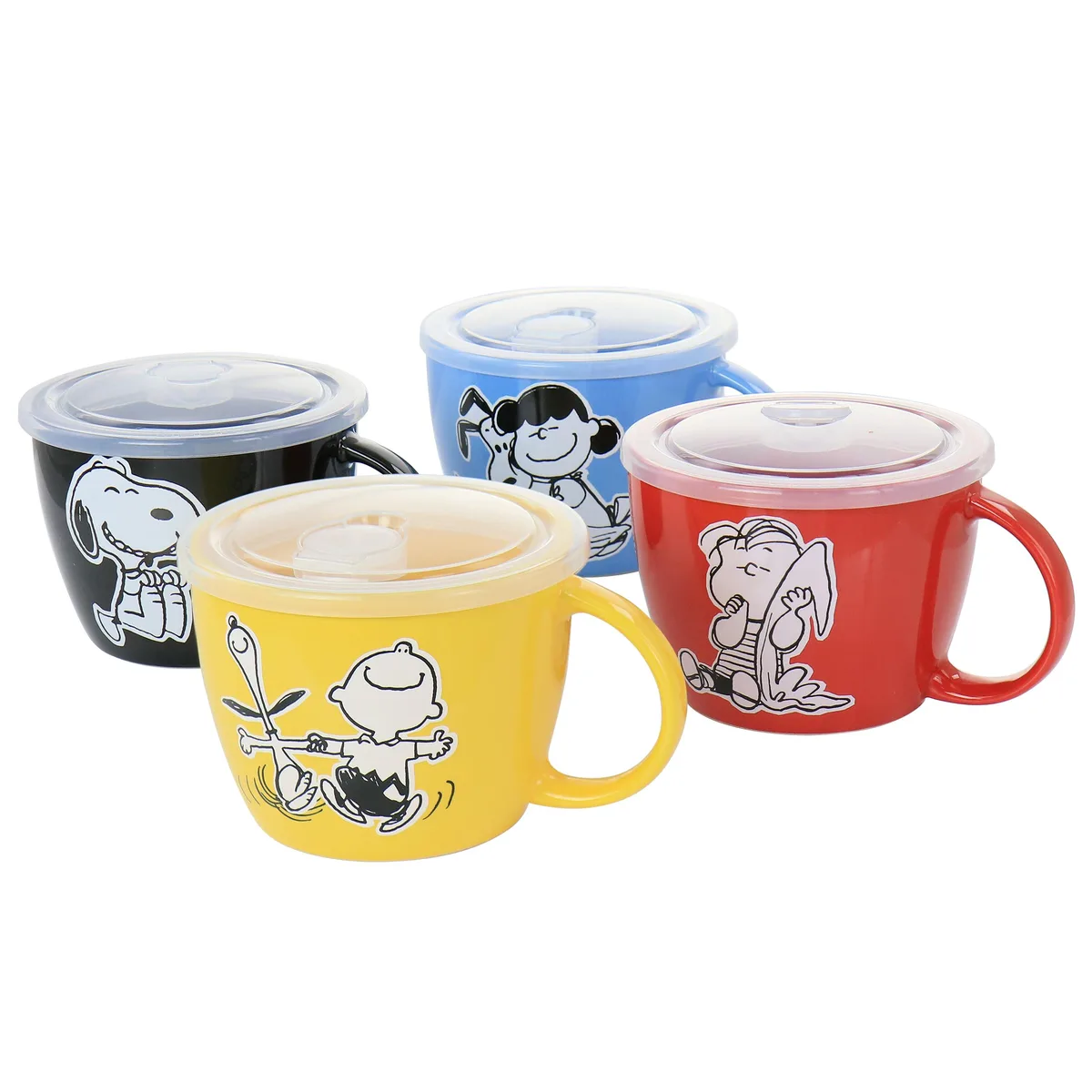 Gibson Gibson Peanuts 70th Anniversary 4 Piece 23.5oz Stoneware Soup Bowl Set with Vented Lids — product photo