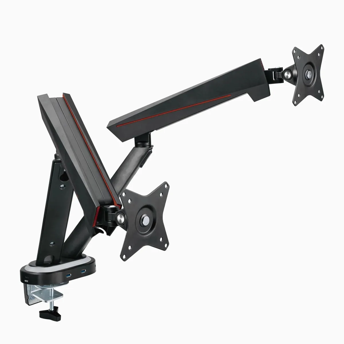 Desky Desky Dual LED Gaming Monitor Arm, 22 lbs per screen, VESA 75/100, RGB base — product photo