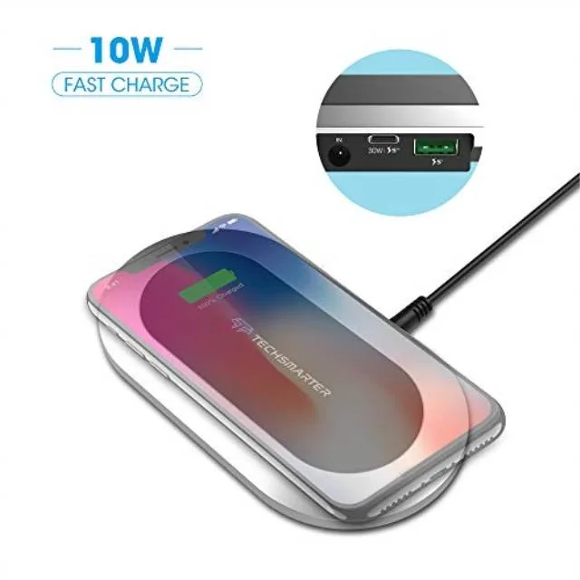 Techsmarter Techsmarter 30W PD 18W USB-A 10W Qi Wireless Charger Grey — product photo