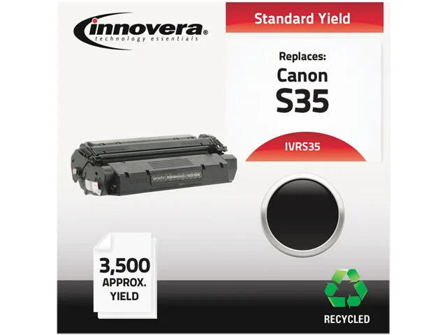 Black rectangular toner cartridge with matte finish and green chip visible