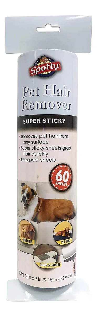 White lint roller refill roll with 60 adhesive sheets