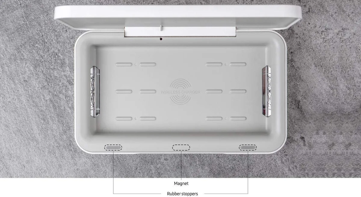 SAMSUNG SAMSUNG Qi Wireless Charger &amp; UV Sanitizer White — product photo
