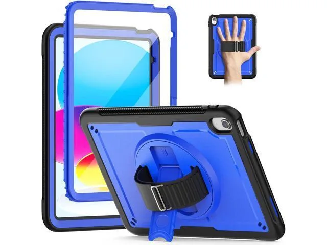 Manw Manw iPad 10th Gen 10.9" Case Blue with Hand Strap Pencil Holder Screen Protector — product photo