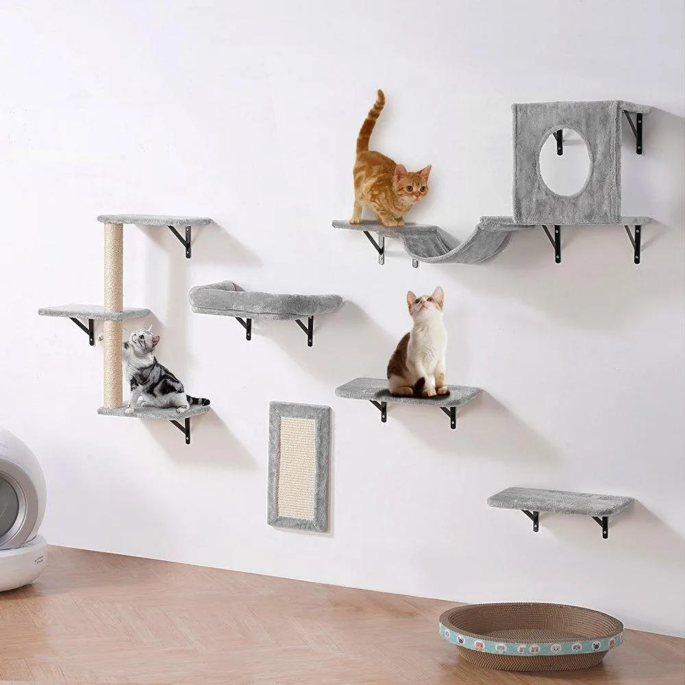 VEVOR VEVOR Wall-Mounted Cat Shelf Set 6 pc Natural 12.99 in — product photo