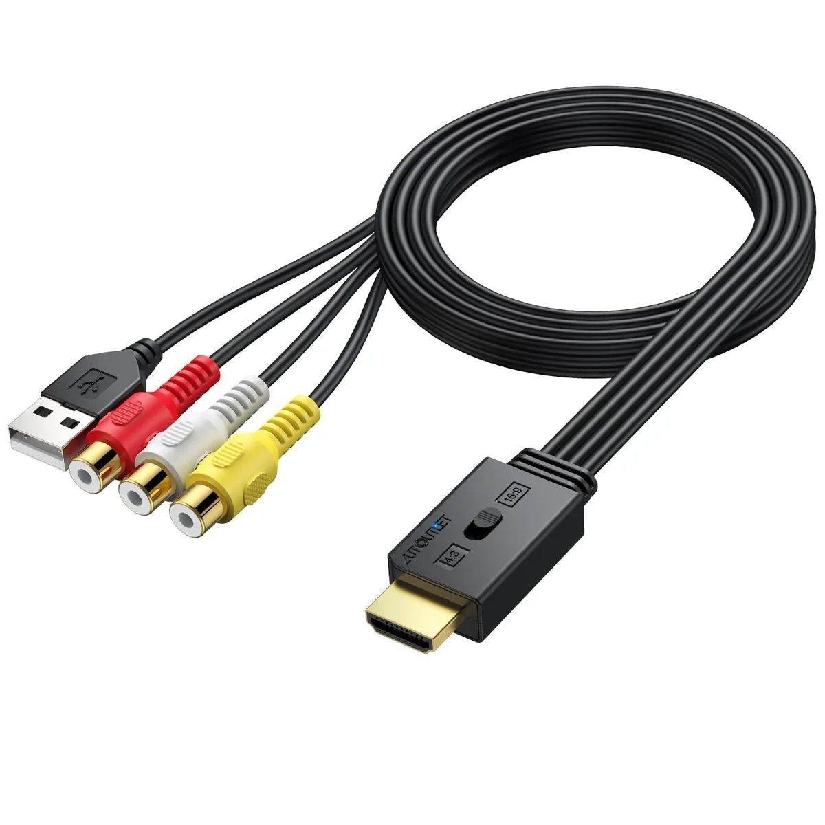 AUTOUTLET RCA to HDMI Media Converter 1080P 720P 4:3 16:9 60cm — product photo