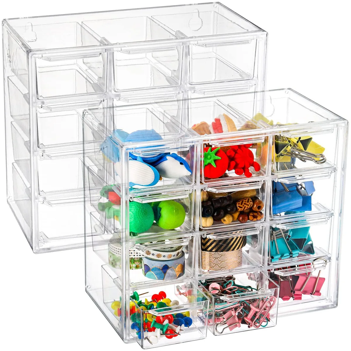  Youeon You-PlasticDrawerOrganizer-2p 12-drawer storage 7×3.8×6.1in — product photo