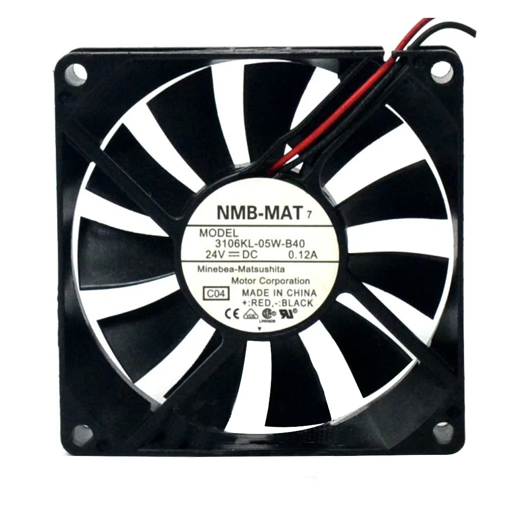 Black 80mm square axial fan with double ball bearing 24V 0.12A