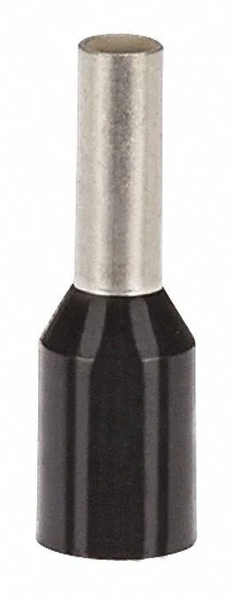 Pack of 500 black insulated copper ferrules for 16 AWG wire