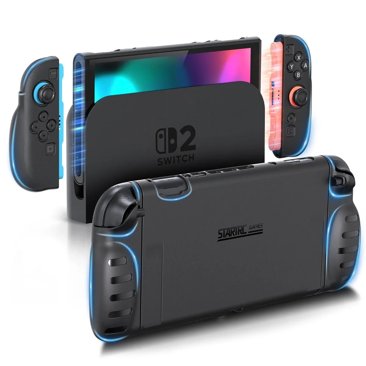 Matte black hard protective case for Nintendo Switch 2 with split grip design