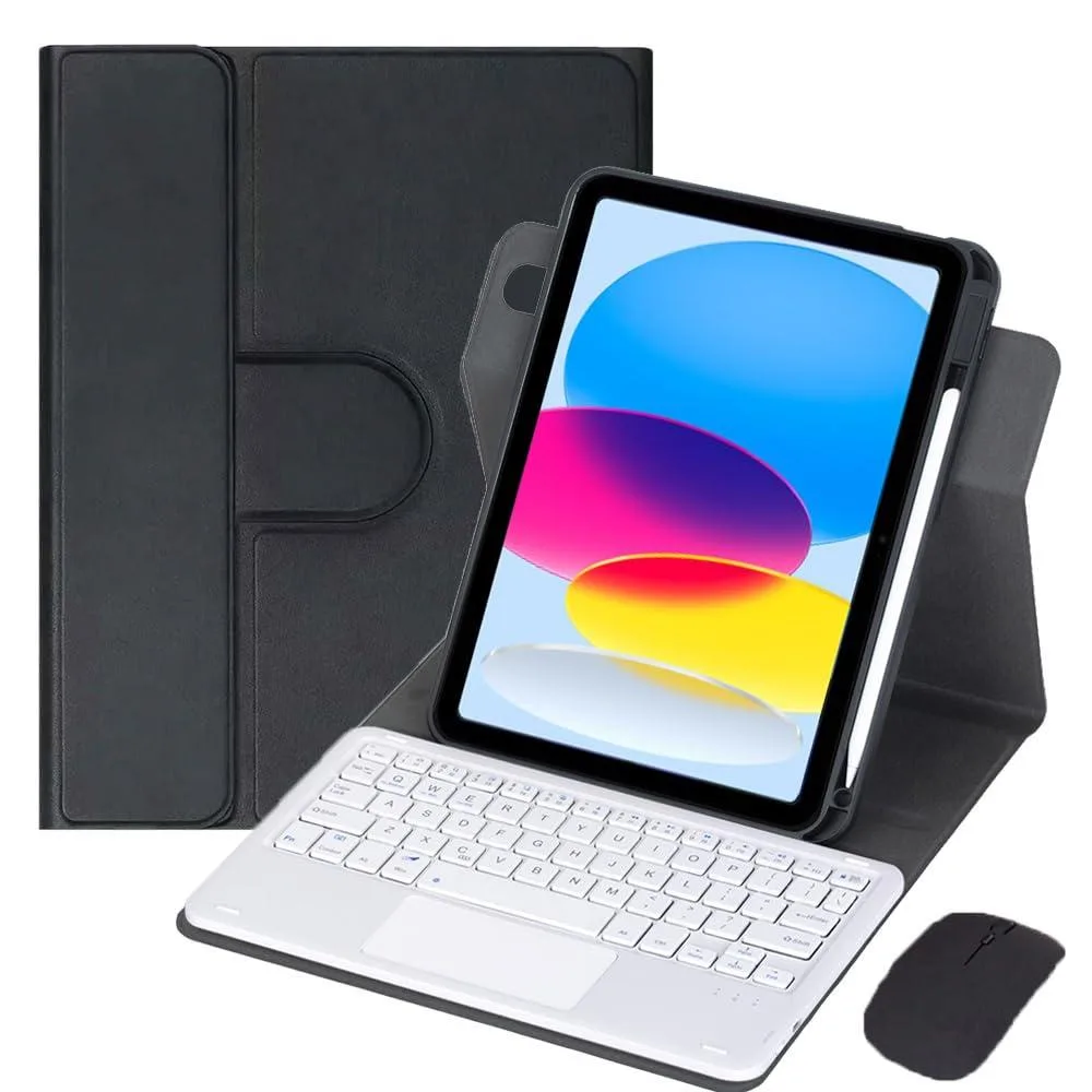 Timoom Timoom 10.9" iPad 10th Gen 2022 360° Rotating Keyboard Case with Trackpad (Black White) — product photo