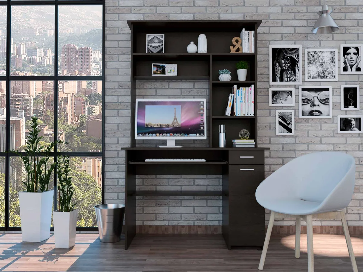 FM FURNITURE FM FURNITURE FM5719ELW Weston 2 Desk 2 Drawers 6 Shelves Hutch — product photo