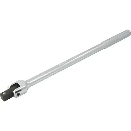 Chrome 3/4-inch drive flex handle, 19-inch knurled grip, bends 110 degrees
