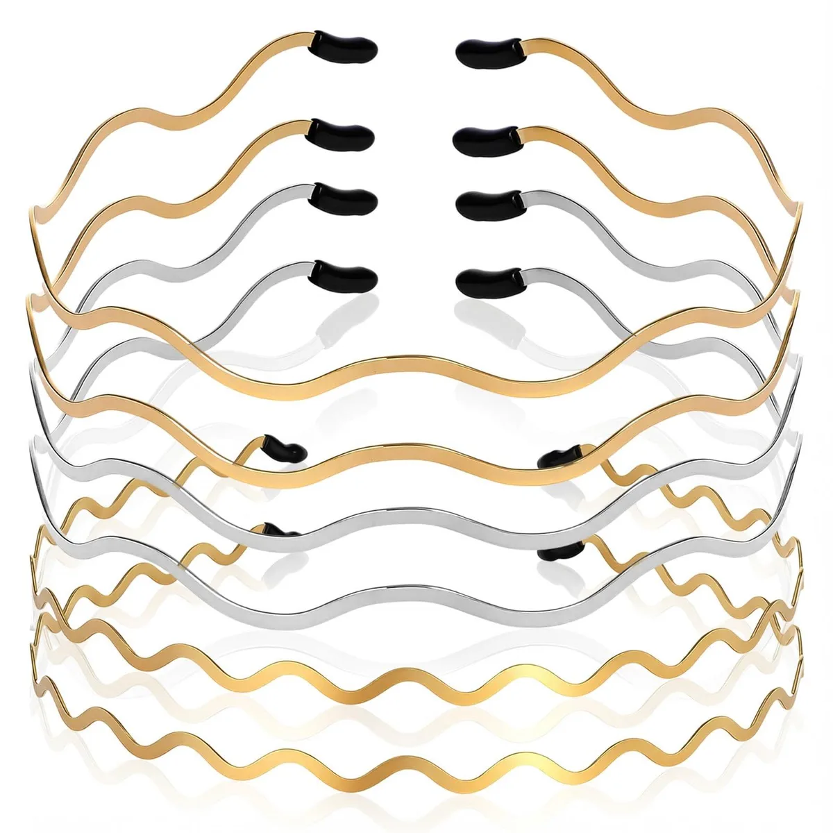  DOPENSPI 5219ICKG3457 6 Pcs Metal Wavy Hair Bands Gold Silver 14.5 x 12.5 cm — product photo