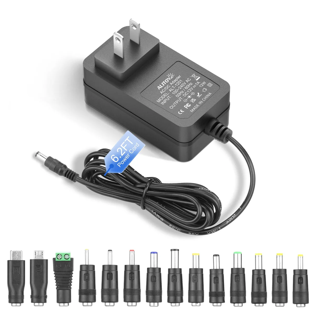  Dell ALT-1201 12 V 1 A 12 W power adapter with 14 tips — product photo