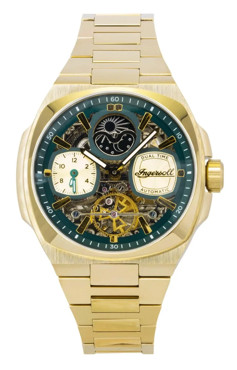 Ingersoll/Rand Ingersoll/Rand I15803 The Spirit Gold Tone Stainless Steel Green Skeleton Dial Automatic Watch 46.7mm — product photo