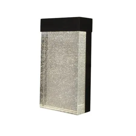 Bronze outdoor wall sconce with bubbled glass panel