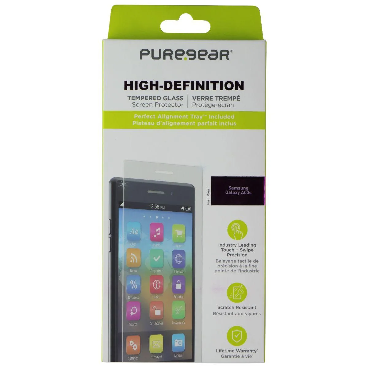 PureGear PureGear HD Tempered Glass Screen Protector with Alignment Tray for Galaxy A03s Clear — product photo