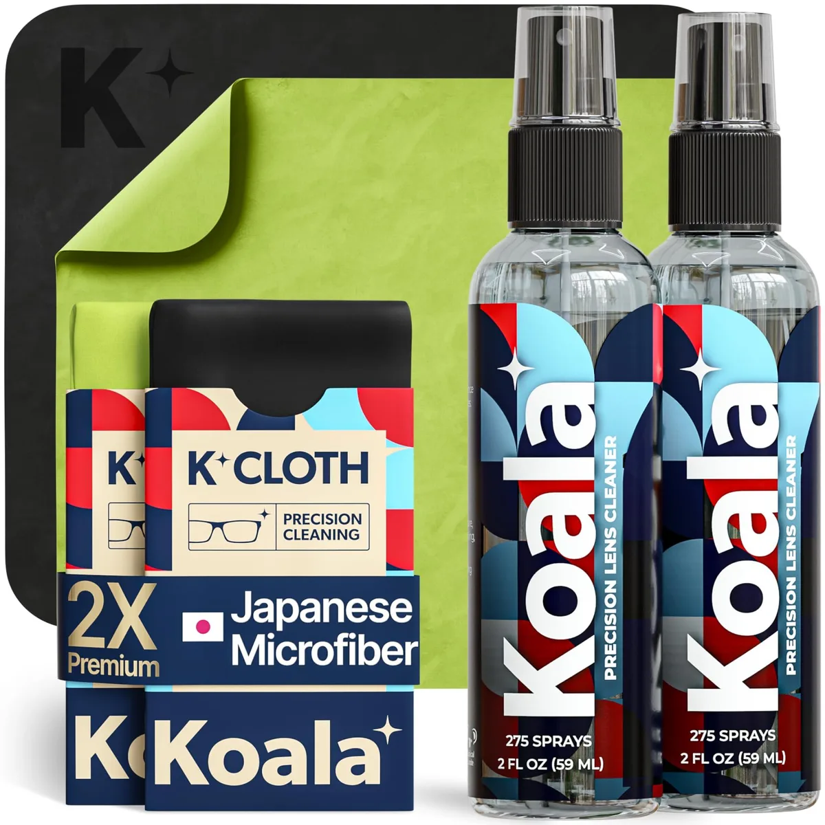 Koala Lifestyle Lens Cleaner Spray Kit Japanese Microfiber 4 Piece Set — product photo