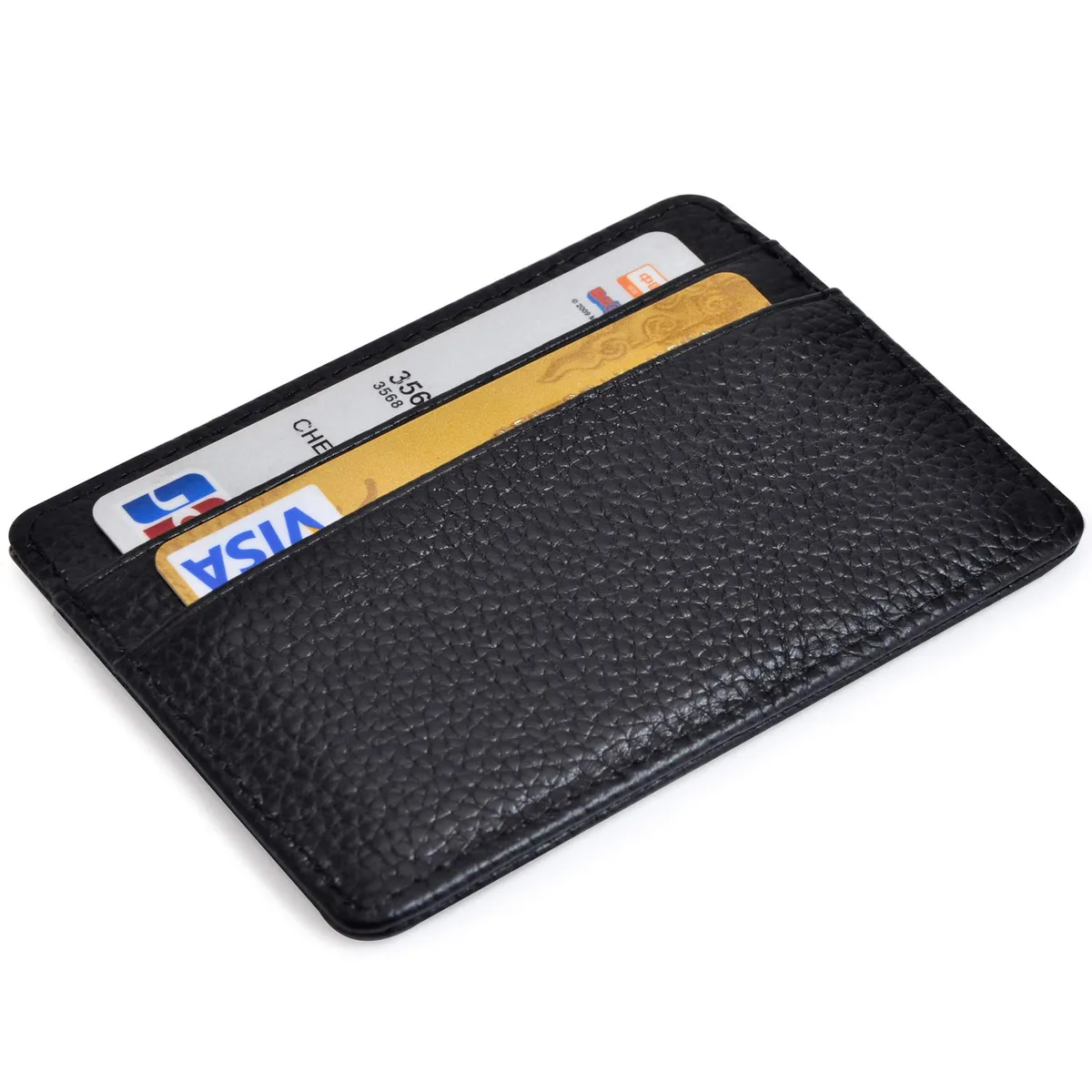  EASTNIGHTS Slim Wallet Leather Card Holder ID Window Black — product photo