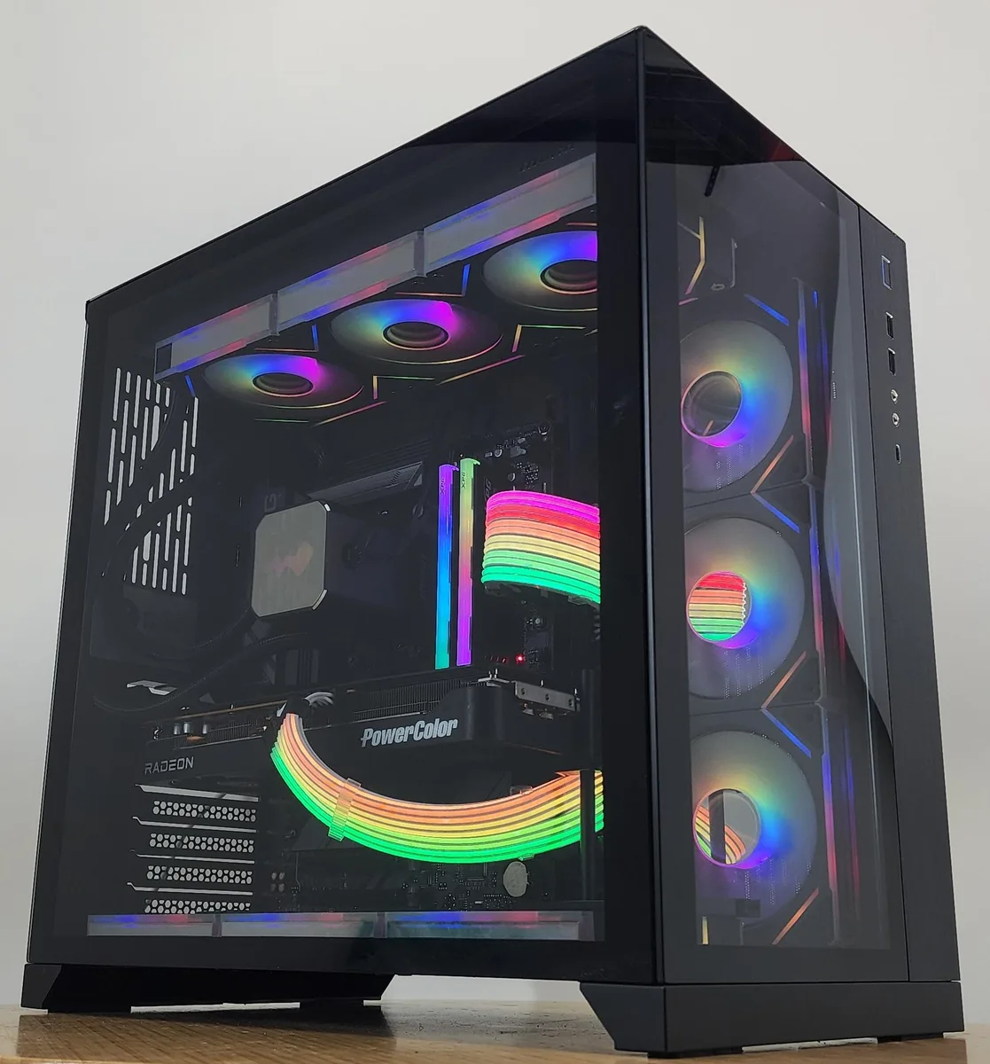 Custom Custom Ryzen 7 9800X3D 32GB DDR5 2TB NVME RX 9070 XT 360mm AIO RGB gaming PC — product photo