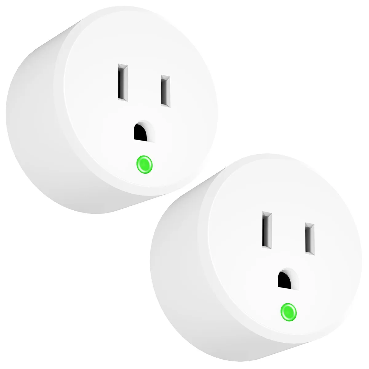 Two white thermostat plugs with green indicator lights