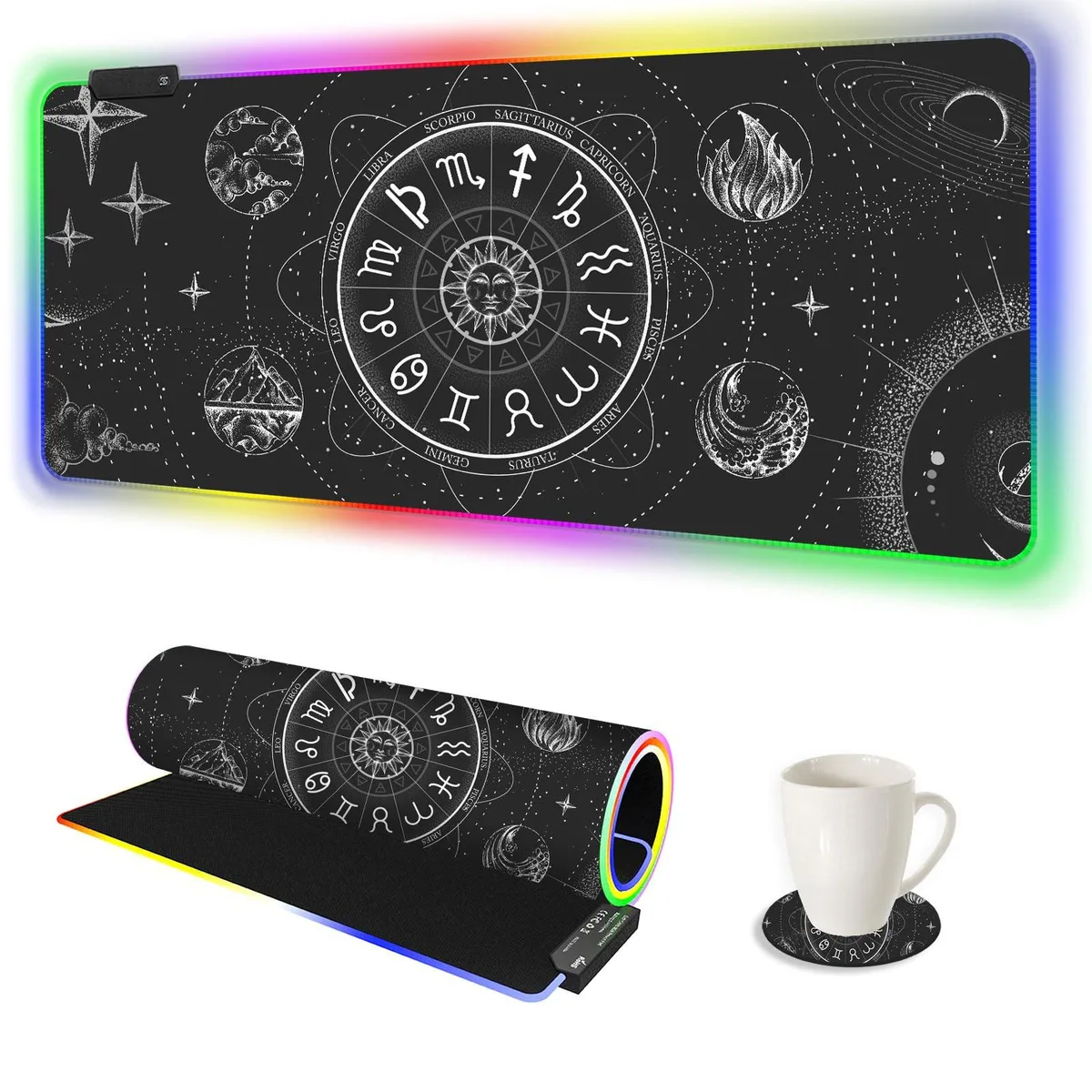 KEHIPI KEHIPI RGB LED mouse pad 35.4 x 15.8 inch Black Cosmic Constellation Magic — product photo