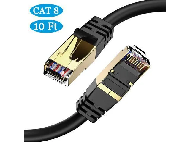 WISDUM WISDUM Cat8 Ethernet Cable 10 ft 26AWG 40Gbps 2000MHz Shielded Black — product photo