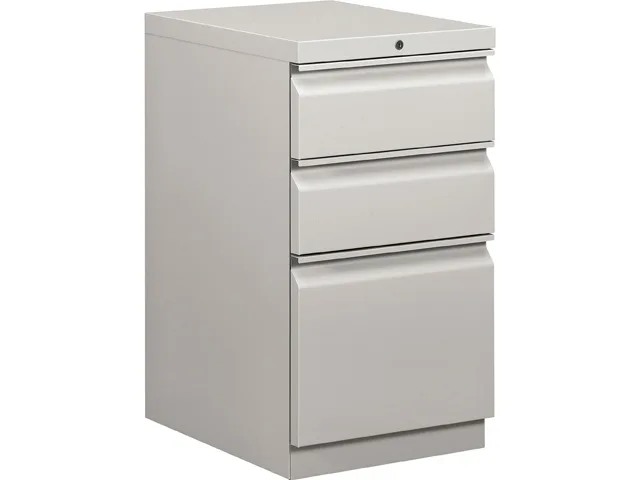 Alera Alera ALEPBBBFLG Three-Drawer Pedestal File Box/Box/File Light Gray 27.75" x 14.96" x 19.29 — product photo