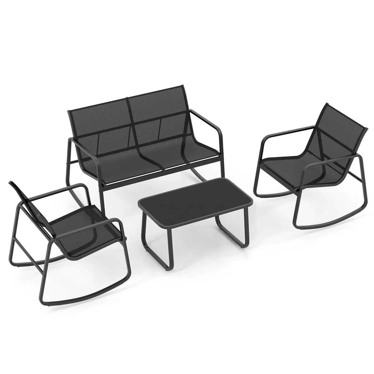 SlickBlue SlickBlue 4-Piece Patio Rocking Set Black — product photo