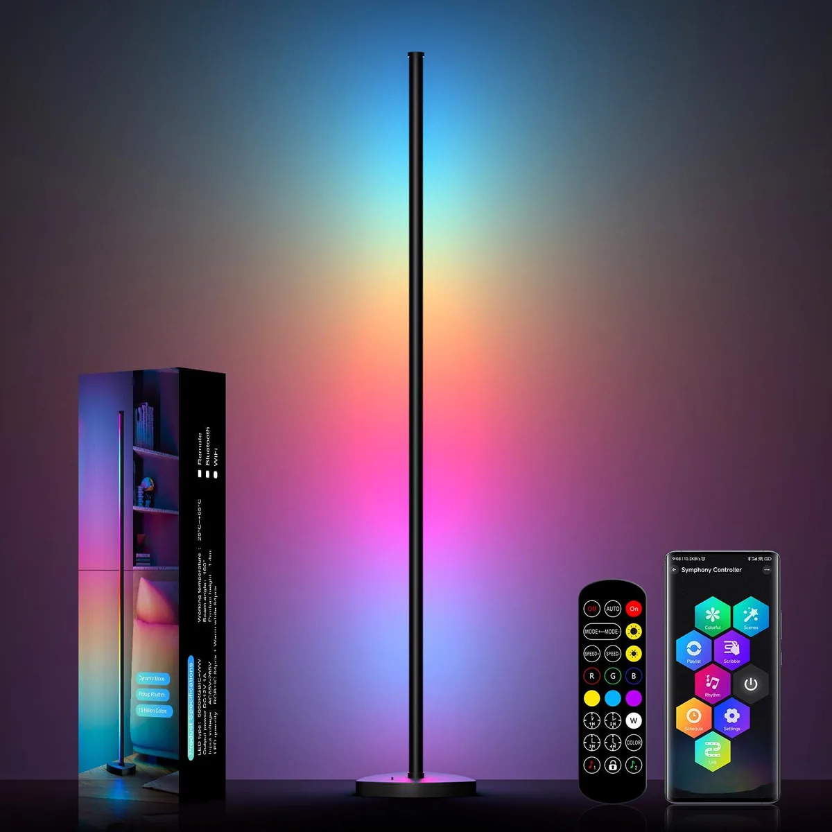  Eastfine DX23012-01 RGBIC floor lamp 57.5" 16M colors — product photo