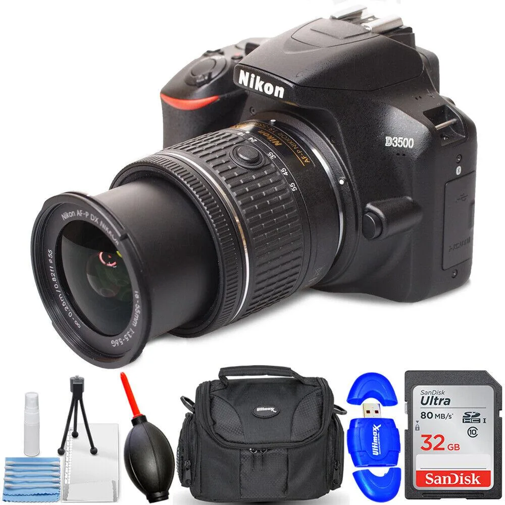 Nikon Global Nikon Global D3500 DSLR Camera 18-55mm VR Lens 32GB 7PC Bundle — product photo