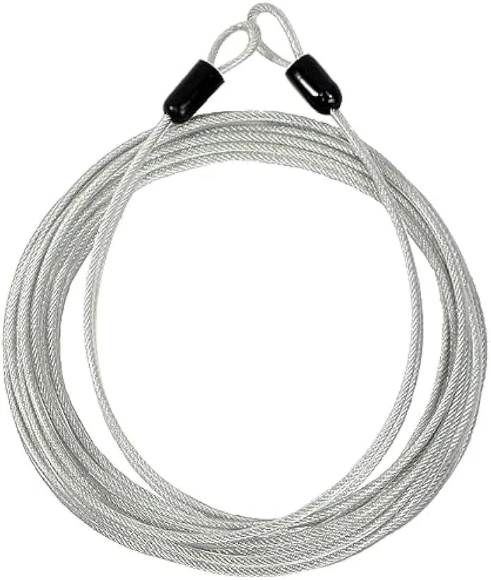 Braided steel security cable, 30 ft, vinyl coated, double looped ends