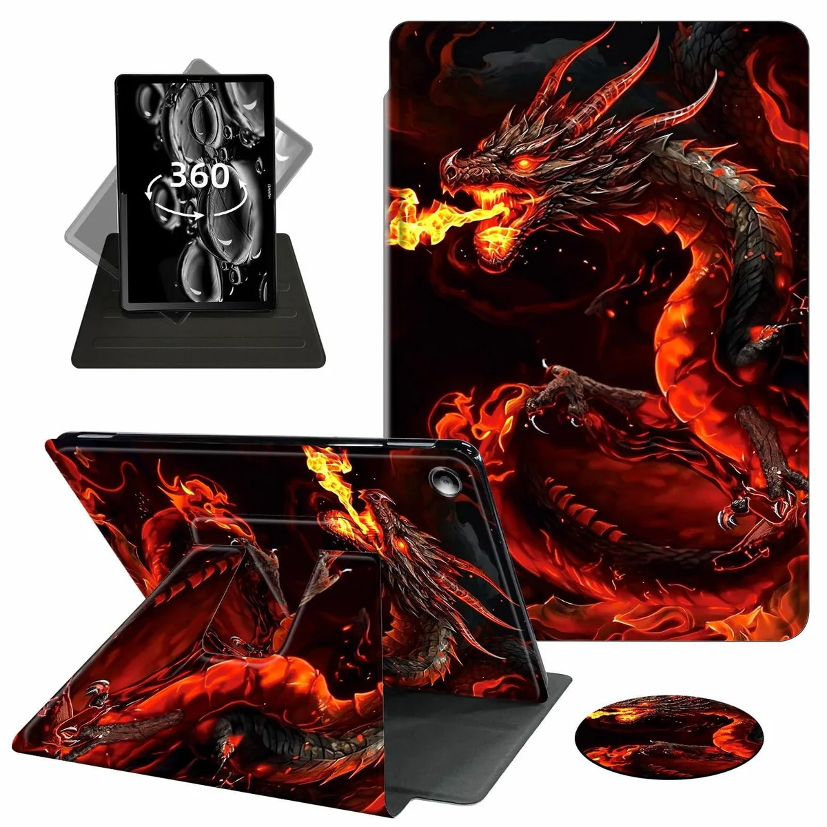 Batianda Batianda Fire HD 10 13th Gen 2023 Case 360 Rotating Stand Fire Red Dragon 2 in 1 accessory — product photo