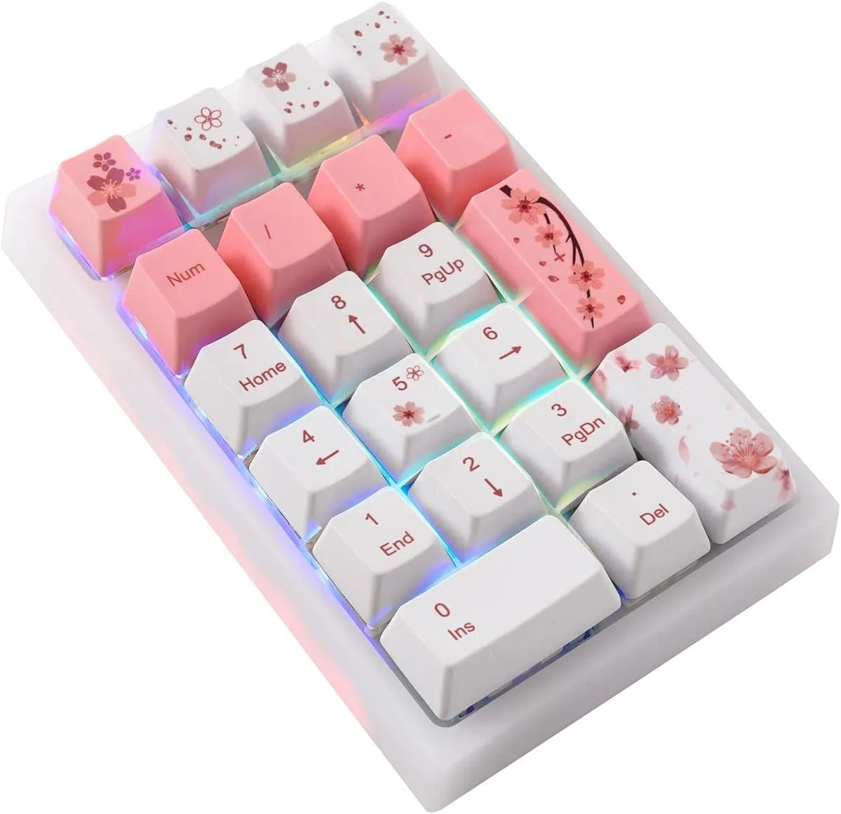 BOYI BOYI TD21 21-key numpad Bluetooth 5.0/2.4GHz wired hot-swap PBT keycaps Romatic Cherry Blossom — product photo