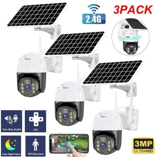 NShi NShi 3 Pack WiFi6 Solar Battery Wireless Outdoor PTZ Network Camera — product photo