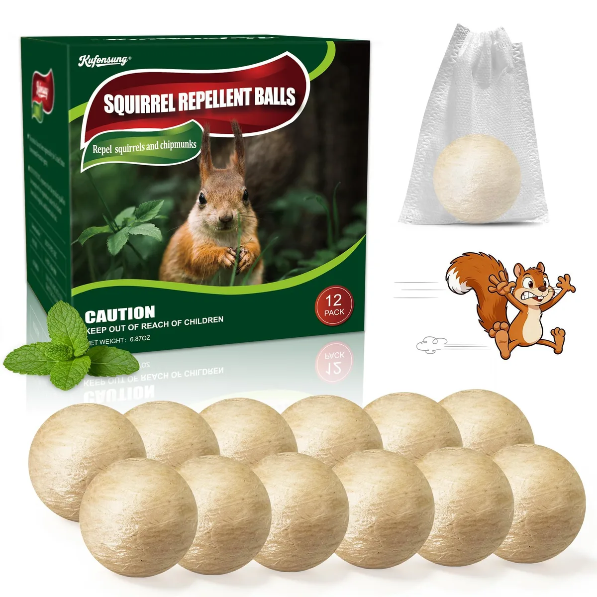 Twelve plant-based repellent balls in a pack