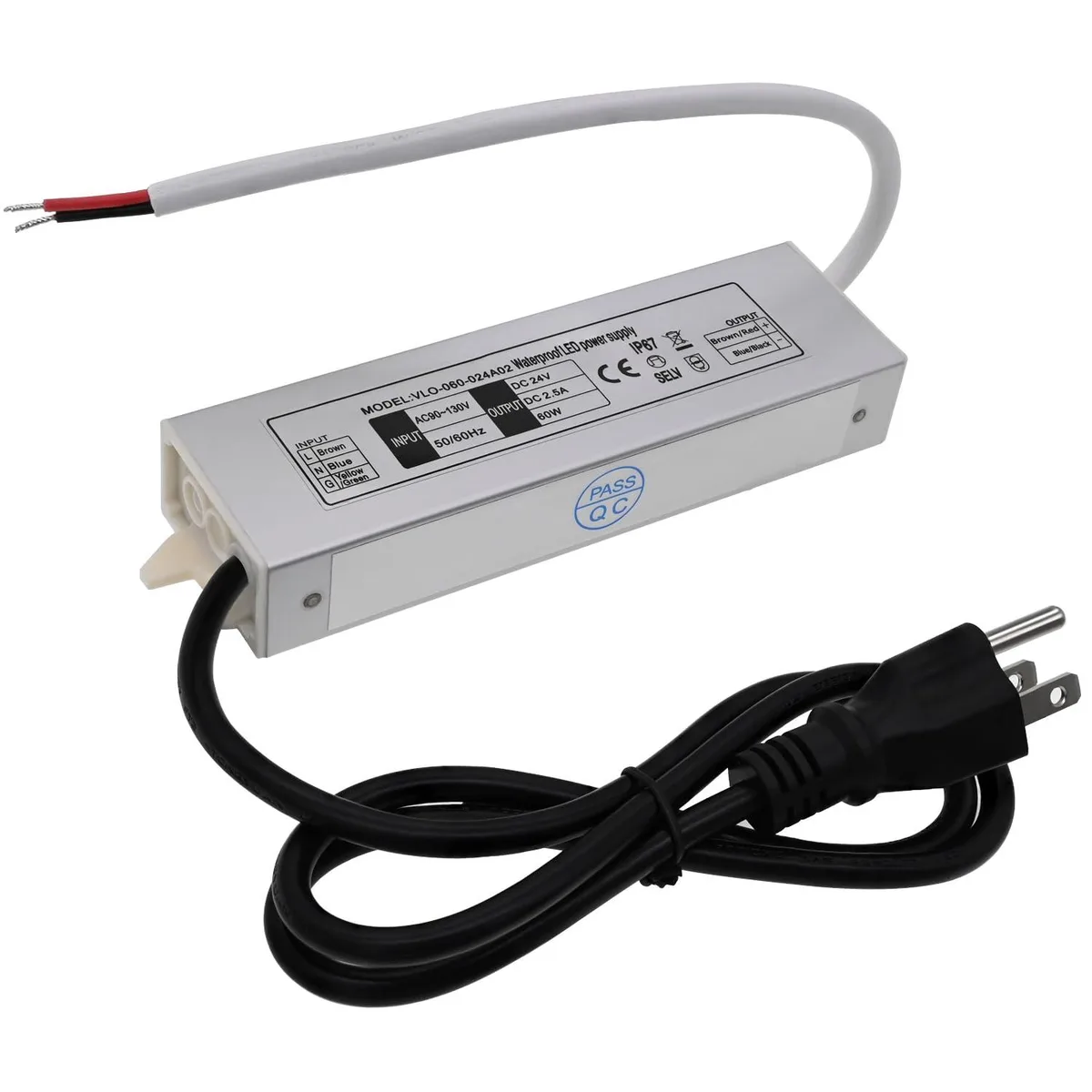 KEHIPI KEHIPI 60W 24V 2.5A IP67 Power Adapter Silver — product photo