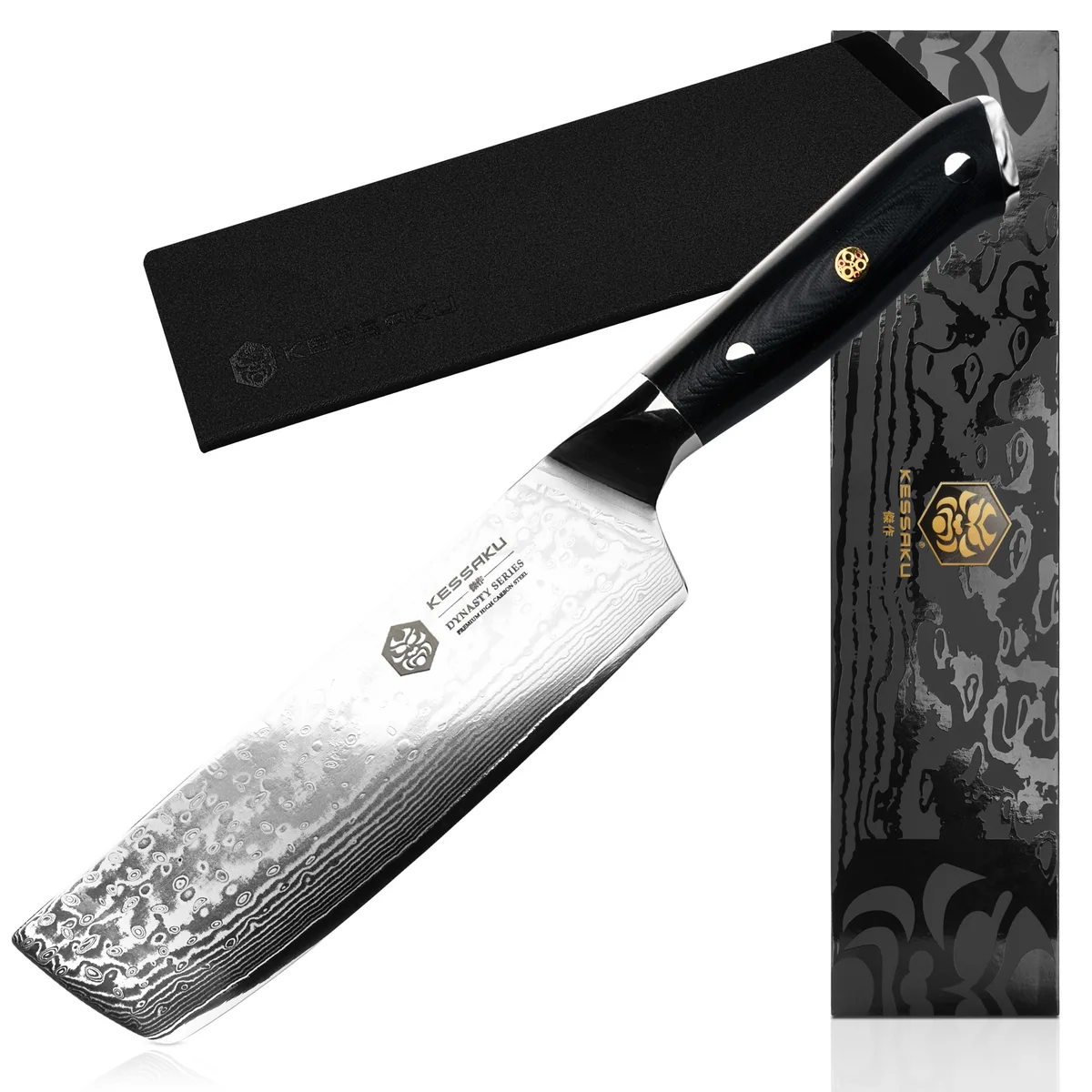 Kessaku Kessaku KES53073 Nakiri Cleaver 7-Inch 67-Layer AUS-10V Damascus 62+ Rockwell — product photo