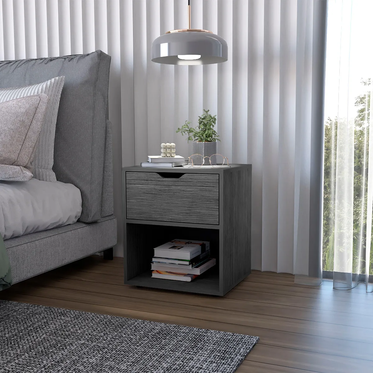 tuphen tuphen Light Gray Nightstand 19.7 x 17 x 14.6 in — product photo