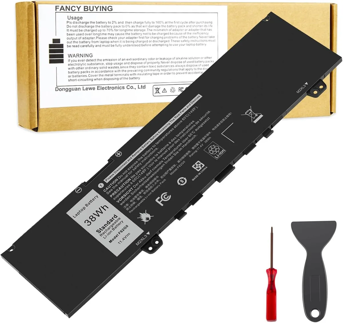 PISKEKAT PISKEKAT 39DY5 F62G0 38Wh 11.4V 3-cell laptop battery — product photo