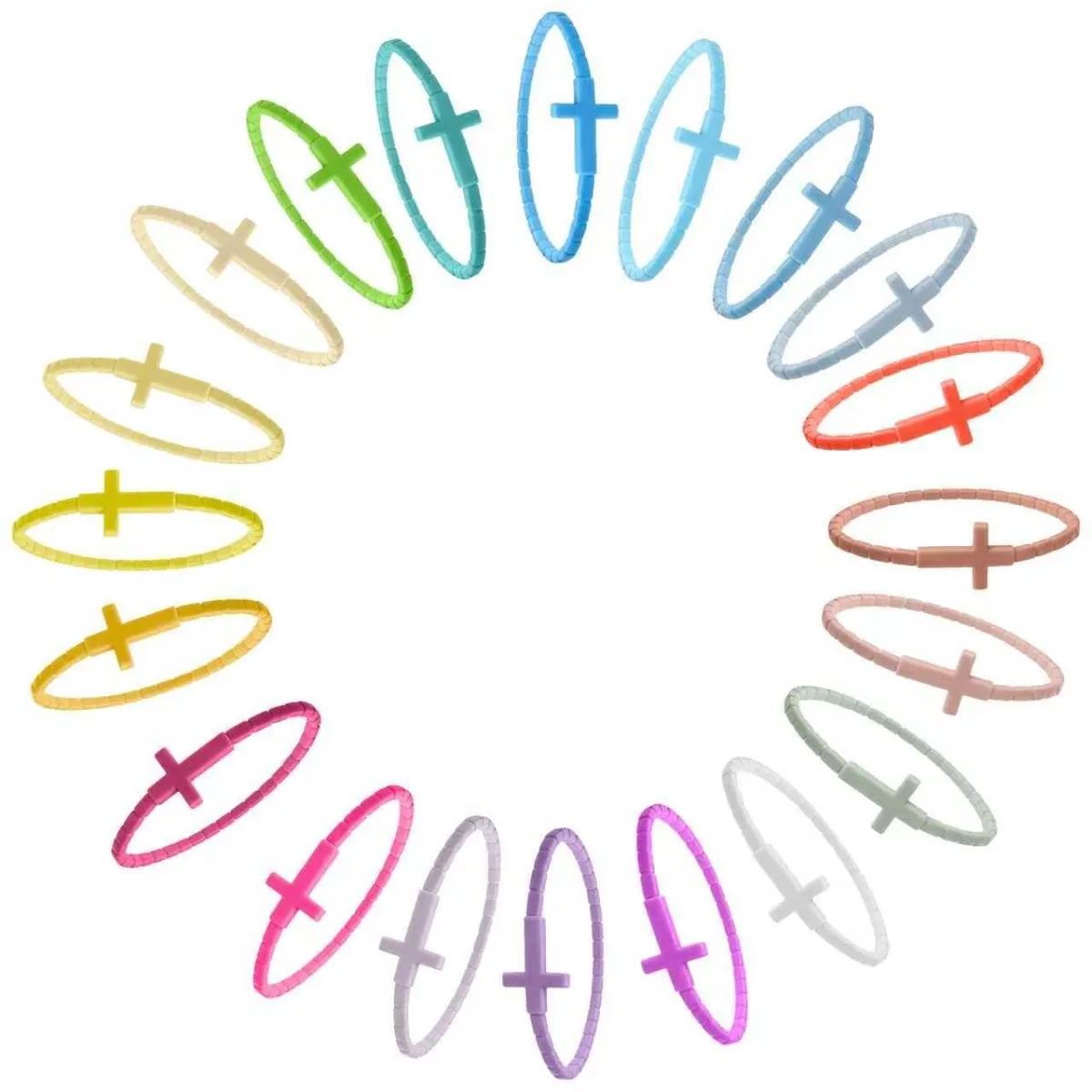  KBVASOTZ Silicone Cross Bracelets 20 Pcs Multi-Color — product photo