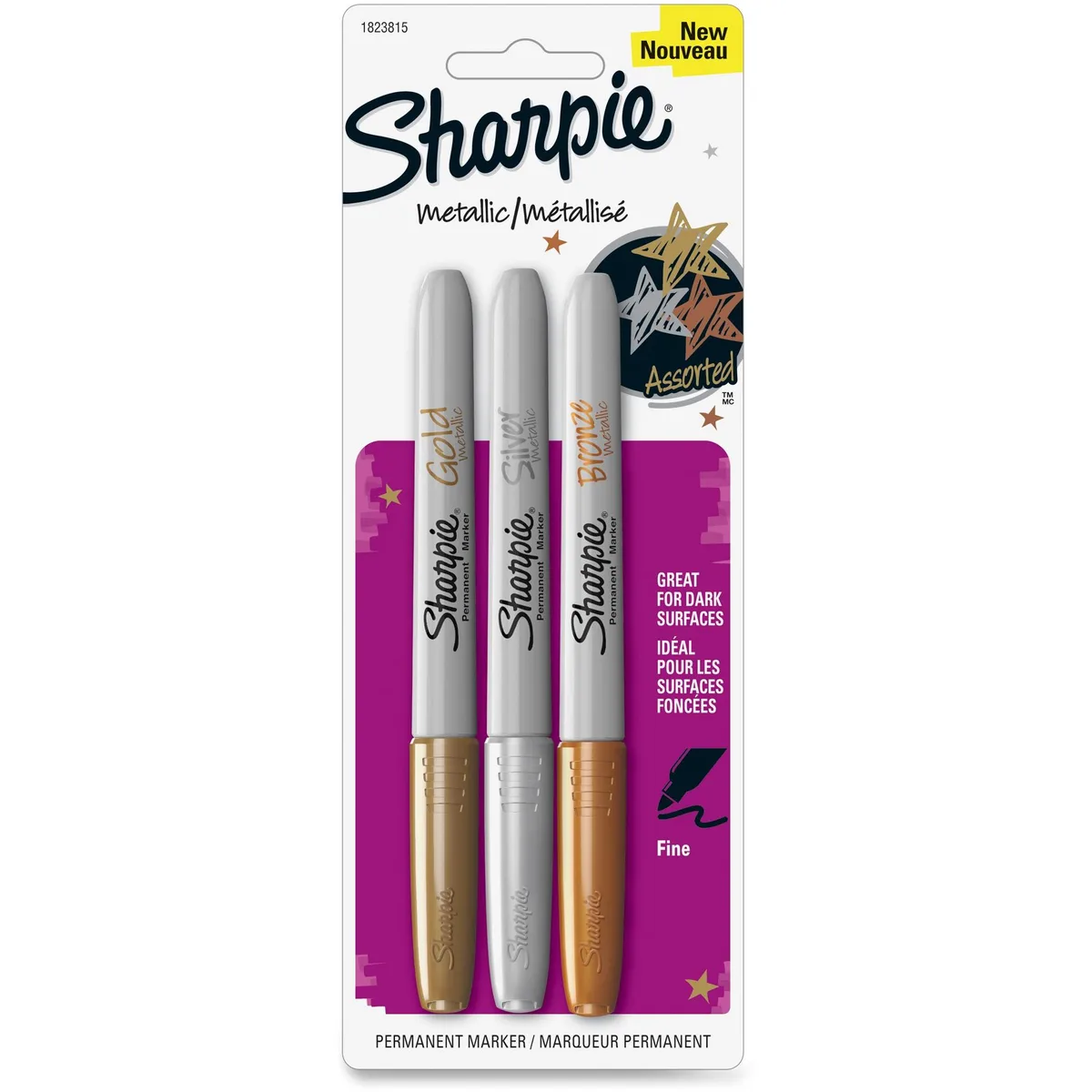 Sanford Sanford 1823815 Sharpie Metallic Marker Fine Point 3 Pack Assorted — product photo