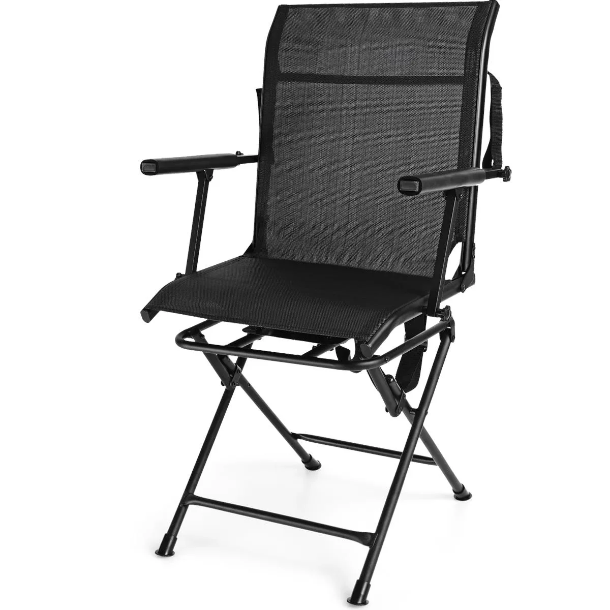 SlickBlue SlickBlue Foldable Swivel Patio Chair with Armrest and Mesh Back Black — product photo