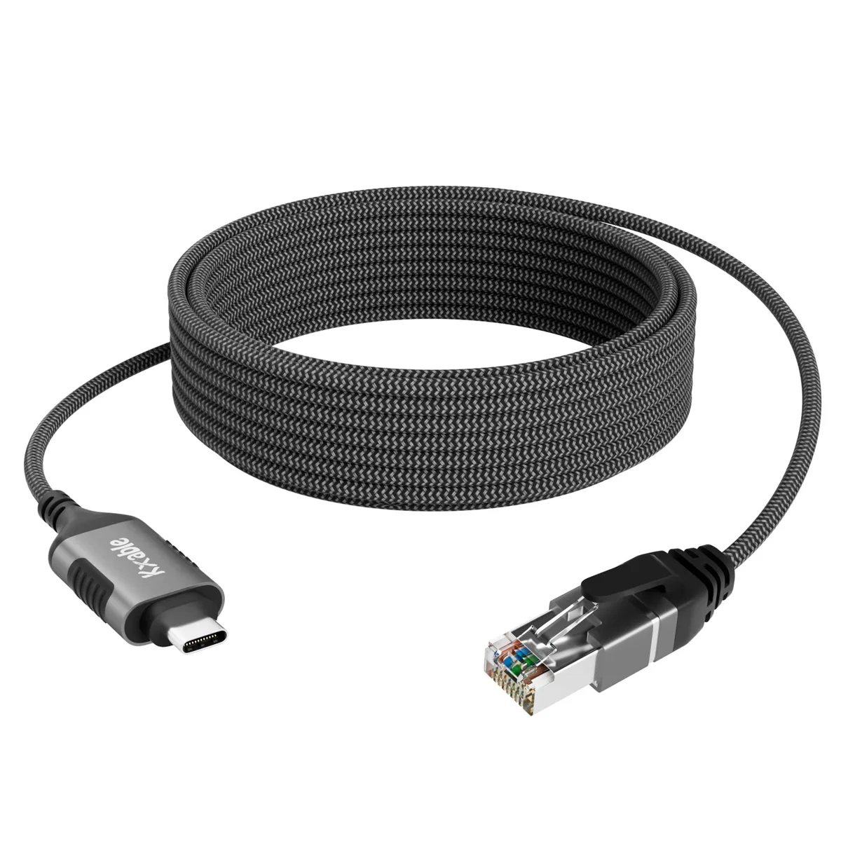  Kxable Slim USB C to Ethernet Cable 4 ft 1000Mbps Grey — product photo